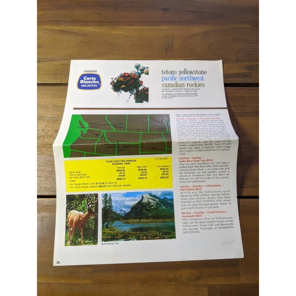 Cartans Carte Blanche Vacation Pacific Northwest Canadian Rockies Pamphlet
